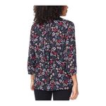 NYDJ  Womens Floral Pleated Back Button-Down Top Black XS Photo 1