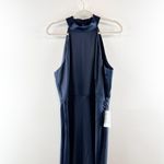 WAYF Halter Neck Sleeveless Slit Maxi Formal Gown Navy Blue XL Photo 6