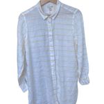 Garnet Hill  Women's Petite M Striped Linen Blouse Multicolor Long Sleeve Photo 0