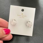 Kate Spade Flying Colors Rock Candy Full Flourish Flower Hematite Cluster Stud Earrings Clear Silver Mother pearls back vintage Photo 0