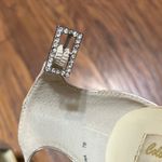 Off White Satin Strappy Jeweled Heels Size 7 Photo 13