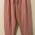 PINK - Victoria's Secret VS‎ PINK Victoria’s Secret Coral Pink Embellished Logo Sweats Size Medium Photo 0