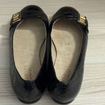 Talbots Black Loafers Flats Faux Crocodile Embossed Leather Gold Buckles 7.5 Photo 4