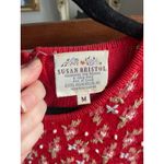 Susan Bristol Vintage  Embroidered Red Floral Knit Sweater Top Feminine Cottage Photo 1
