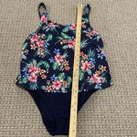 Lands' End Bathing Suit Womens 12 Swim One Piece Navy Blue Floral Built In Bra Photo 7