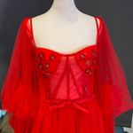 Women’s Red Prom Party Formal Dress With Corset Back and Leg Slit Size 10 NWOT Red Photo 1