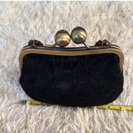 Vintage 1940 Black Lace Kiss Lock Handbag with Beaded Handle Gold Ball Closure Photo 4