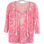 Lilly Pulitzer Holly Top in Pink Pout Paisley Size Small Photo 0