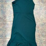 Amazon  hunter green one shoulder formal bodycon dress with ruffles Photo 3