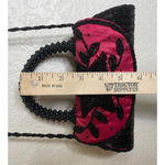 Vintage Glass Beaded Red Black Floral Crossbody Purse Bag Clutch‎ Party Cruise Photo 4