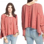 We The Free Cupcake Sunrise Pullover Coral Oversized Cotton Top XS Boho Slouchy Photo 1