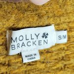 Molly Bracken  MUSTARD YELLOW  CHUNKY KNIT OPEN WATERFALL HI LOW CARDIGAN S/M Photo 4