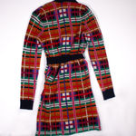 Anthropologie Moth  Williston Plaid Print Knit Stretch Belted Cardigan Sweater XS Photo 3