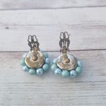 Vintage Clip On Earrings Light Blue Cluster 1" Photo 4