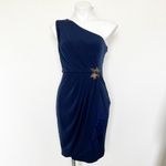 Max and Cleo embellished DRESS blue SIZE 4 One Shoulder fitted mini VINTAGE NEW Photo 15
