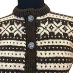 Vintage Norwegian Wool Cardigan Brødrene Søylænd Fair Isle Sweater M Nordic Brown Size M Photo 1