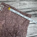 la vanya Women's Lace Overlay Jeweled Neck Tee T Shirt S SM Small Purple Stretch Photo 9