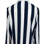 Elodie Navy Stripe Trendy Open Front Blazer Jacket Long Sleeve Size Medium Photo 6