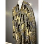 Pashmina  Scarf Womens Gold Gray Paisley Cashmere Silk Wrap Shawl Made Italy Photo 3