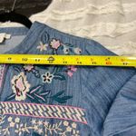 J Jill Floral Embroidered Denim Open Front Jacket Women’s Sz S Boho Hippie EUC Blue Photo 9