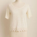Rolla Coster  Cream Short Sleeve Top with Crochet Hem | Size S Photo 0