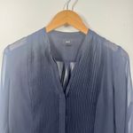 Fate Top Women XS Blue Pin tuck Sheer Button Up Blouse Long Sleeve Officecore Photo 1