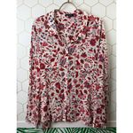 Dear John  Red Malia V-Neck Floral Blouse - Size - Medium Photo 5