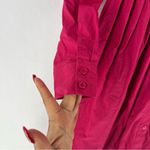 NY&C Pink Cotton Blend Button Front Tie Neck Pleated Fit & Flare Shirt Dress Size XS Photo 6