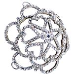 Rhinestone Heart Star Hair Bun Cover Silver Tone Wedding Dance Gymnastics Photo 6