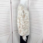Pink Lily  Animal Cheetah Print Balloon Sleeve Sweater Ivory Tan Small Photo 3