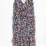 Amur Evita Silk Multicolor Floral Print Chiffon Ruffled V-Neck Maxi Dress Sz 14 Photo 2