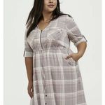 Torrid Pink Plaid Challis Zip Front Tab Sleeve Shirt Dress Size 4X Photo 1