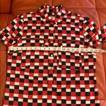 Michael Kors red, white & black checkered blouse. Red Photo 2