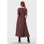 Eshakti Graphic Dot Print Crepe Sash Tie Dress 1X 18W Maxi Fit and Flare Retro Photo 3