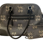 Dooney & Bourke VTG Black White Donegal Crest Signature Domed Satchel W/ Pouch Photo 0