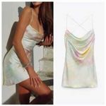 ZARA  tie dye satin Pastel Tie-Dye Spaghetti Strap Dress Photo 3