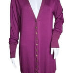 Merokeety  Sweater Womens Medium Purple Longline Cardigan Duster‎ Casual Preppy Photo 0