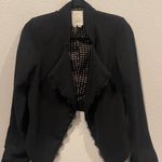 Elevenses Lace Cropped Eyelash Lace Trimmed Blazer Photo 0