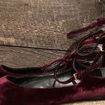 Banana Republic Women's Strappy Flats Burgundy /Purple Velvet Ankle SOLD Photo 0