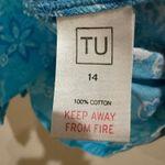 TU Women's Blue Floral Print Cami Top Size 14 Cotton Tie Front Smocked Back Photo 3