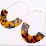 Faux Tortoise Acrylic Threader Earrings Brown Photo 0