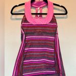 Lululemon Scoop Neck Running Tank | 4 | EUC | Pink/Grey Stripes | Shelf Bra Photo 0