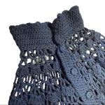 Hand Knit Crochet Knit Navy Blue Shawl Cardigan Cape Poncho Size M Photo 2