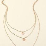 Disc Pendant Casual Layered Necklace Gold Photo 2