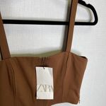 ZARA  | Brown Tank Top NWT Medium Neutral Woman's‎ Crop Top Photo 1