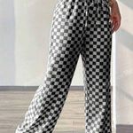 SheIn Skatecore Checkered Pants – Black & White Athleisure Fit w/ Stretch Waist Photo 0