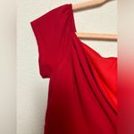 Bebe NWT  Lipstick Red Bodycon Cap Sleeve Wrap Front Stretch Sheath Dress 12 Photo 2