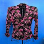 International concepts  Long Sleeve Button Front Lace Blouse Pink & Black Floral Photo 0