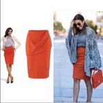 CAbi #3099 Tiered Overlay Pencil Skirt In Turmeric Orange Womens Size 6 Photo 1