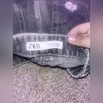 ZARA Women’s Light Grey Wash Ripped Button Up  Denim Shorts Photo 3